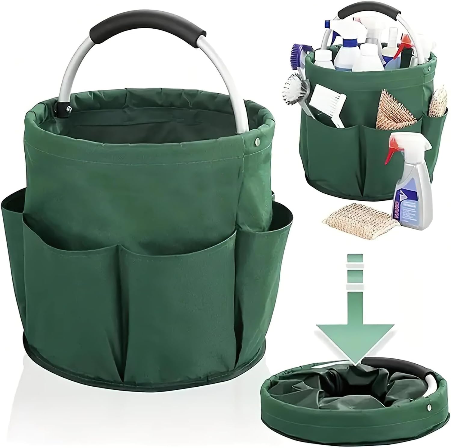 Large Capacity Portable Picnic Basket and Oxford Cloth Picnic Bag Suitable for Outdoor picnics, Beaches, Camping, Travel, Swimming, Storage, Waterproof and Easy to Clean (Green) image 2