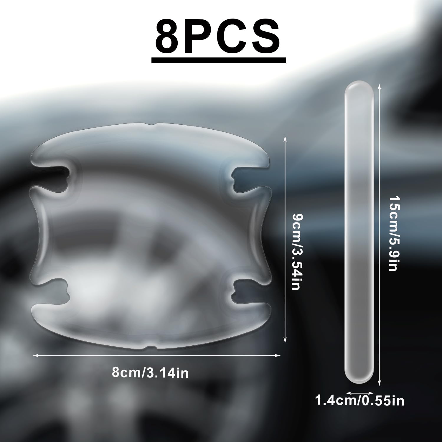 8pcs Car Door Handle Scratch Protector, Clear Car Door Handle Protector Sticker Strong Adhesive Car Door Bowl Scratch Protector for Most Car