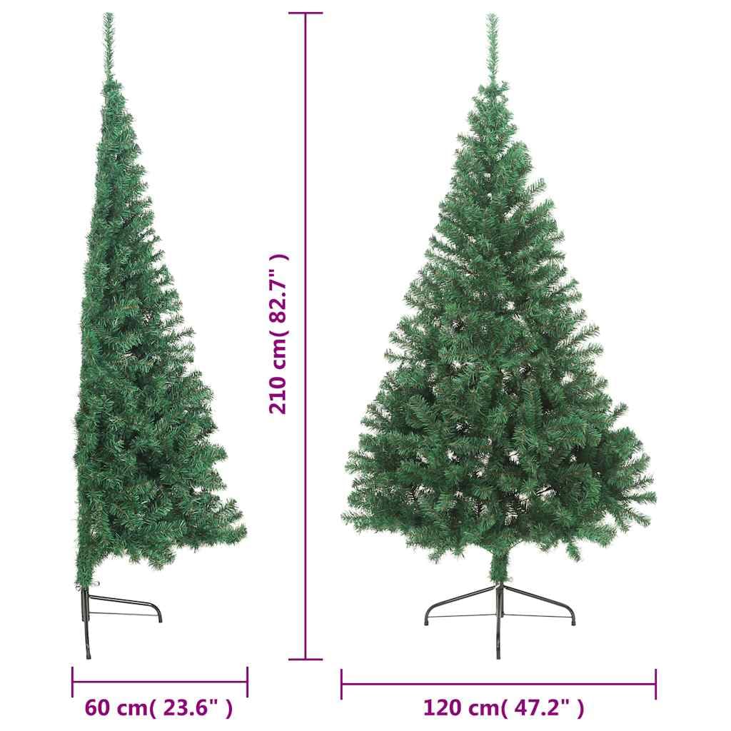 vidaXL Medio árbol de Navidad Artificial con Soporte PVC Verde 210 cm
