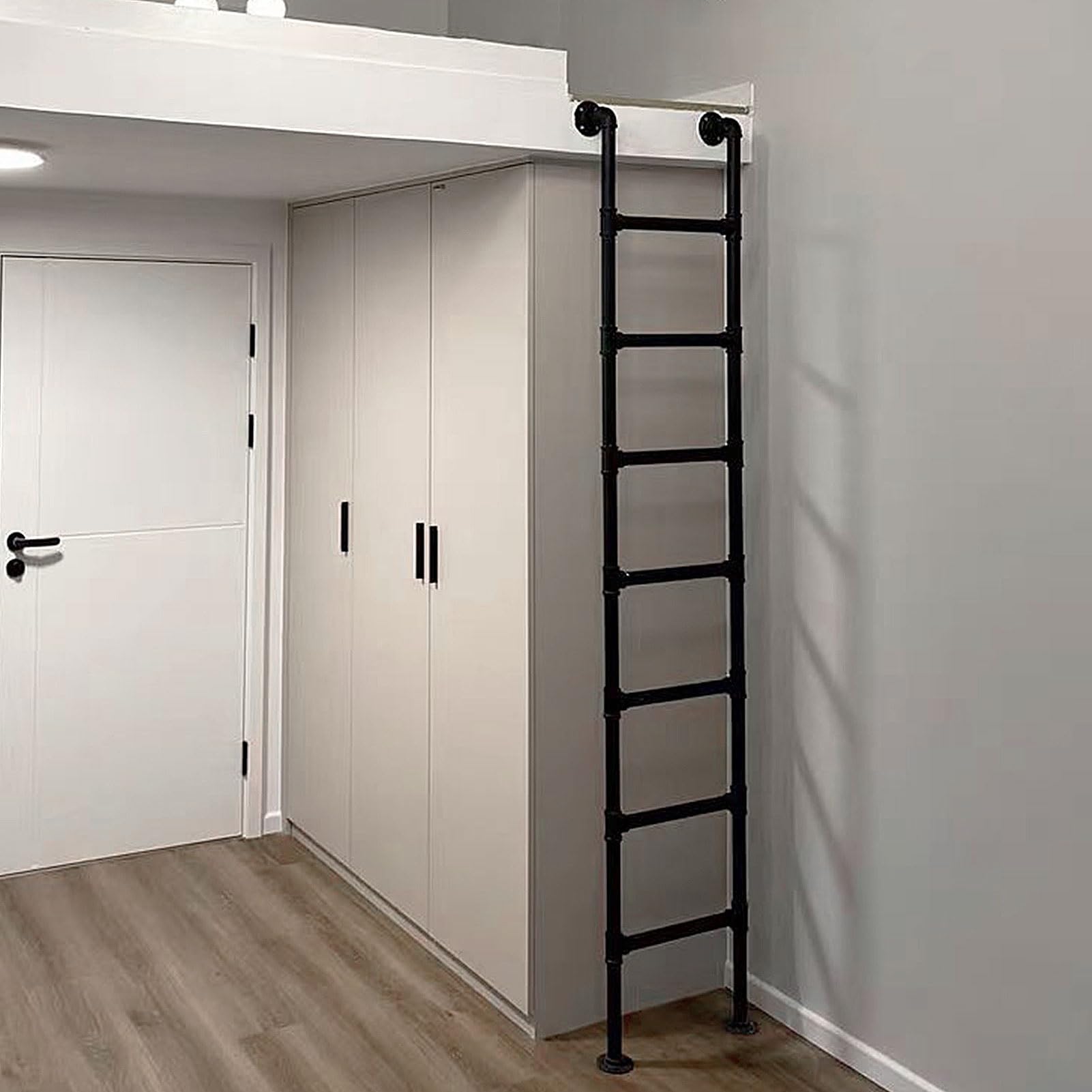 Échelle de lit mezzanine murale noire en métal pour intérieur et extérieur