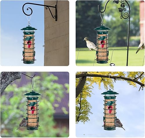 Miniatura 7 de Comedero para pájaros para colgar al aire libre, comedero para pájaros a prueba de ardillas, tubo de metal para pájaros, resistente a la intemperie