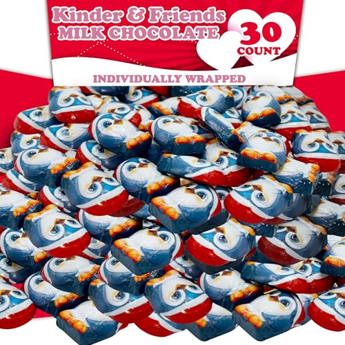 Valentine\'s Kinders Chocolate Mini Friends, 30 Count, Milk Chocolate Filling with Cookie Bits, Valentine\'s Chocolate Gift, Classroom Exchange Candy for Kids, Individually Wrapped Friendship Chocolate Penguins