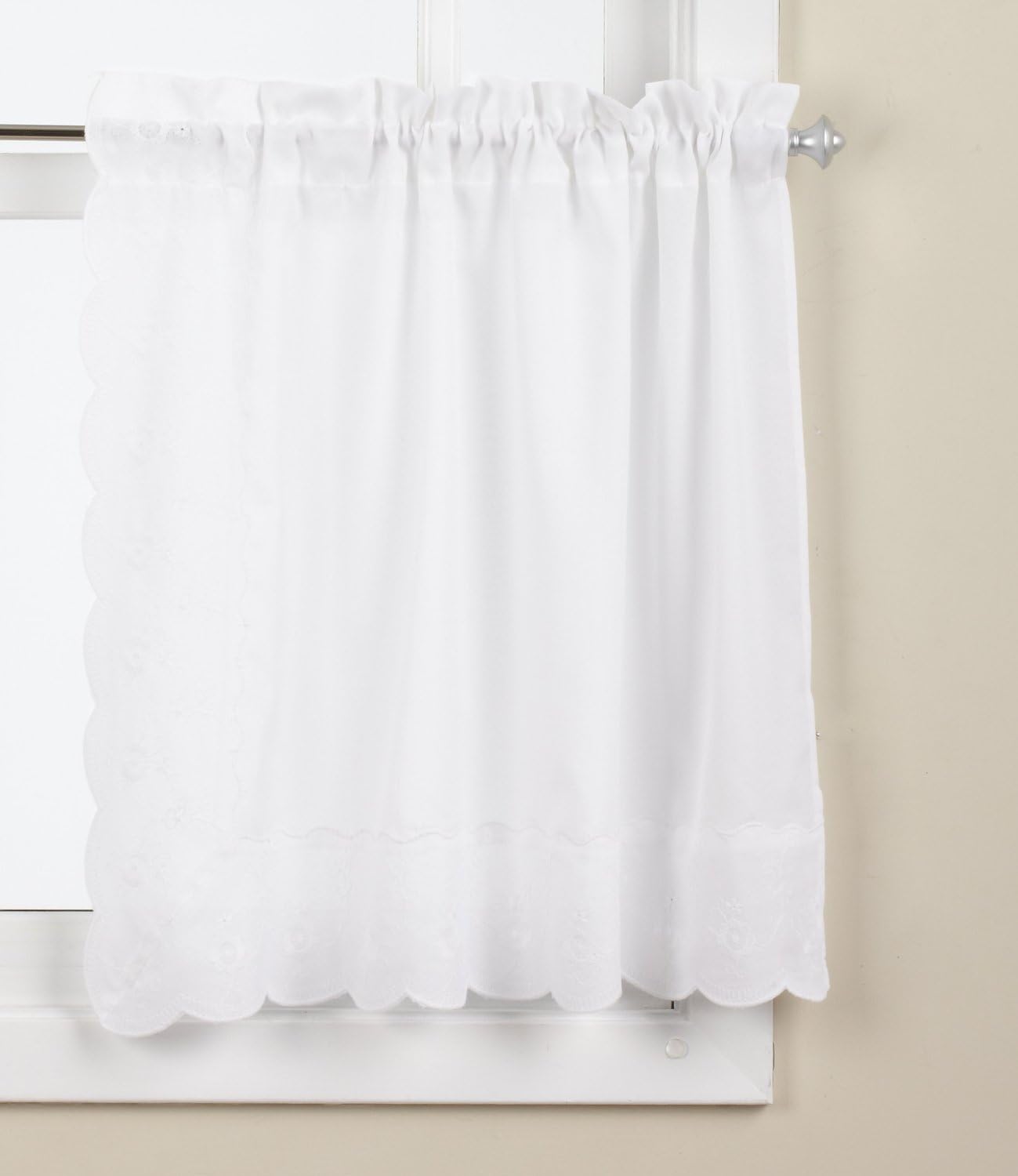 LORRAINE HOME FASHIONS Candlewick Tier Curtain Pair, 60 by 24-Inch, White