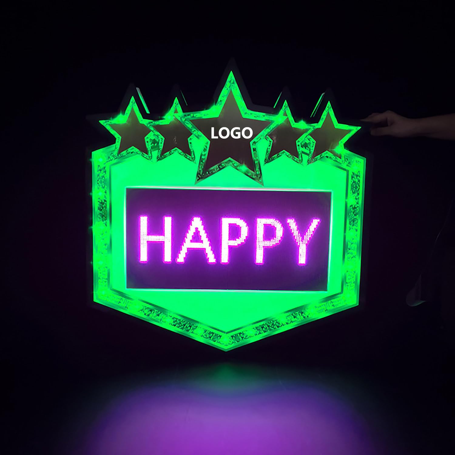 Programmierbares LED-Display für Bars, Clubs, Hochzeiten, Geburtstagsfeiern – Acrylrahmen, inklusive 2 x 5000 mAh wiederaufladbaren Batterien