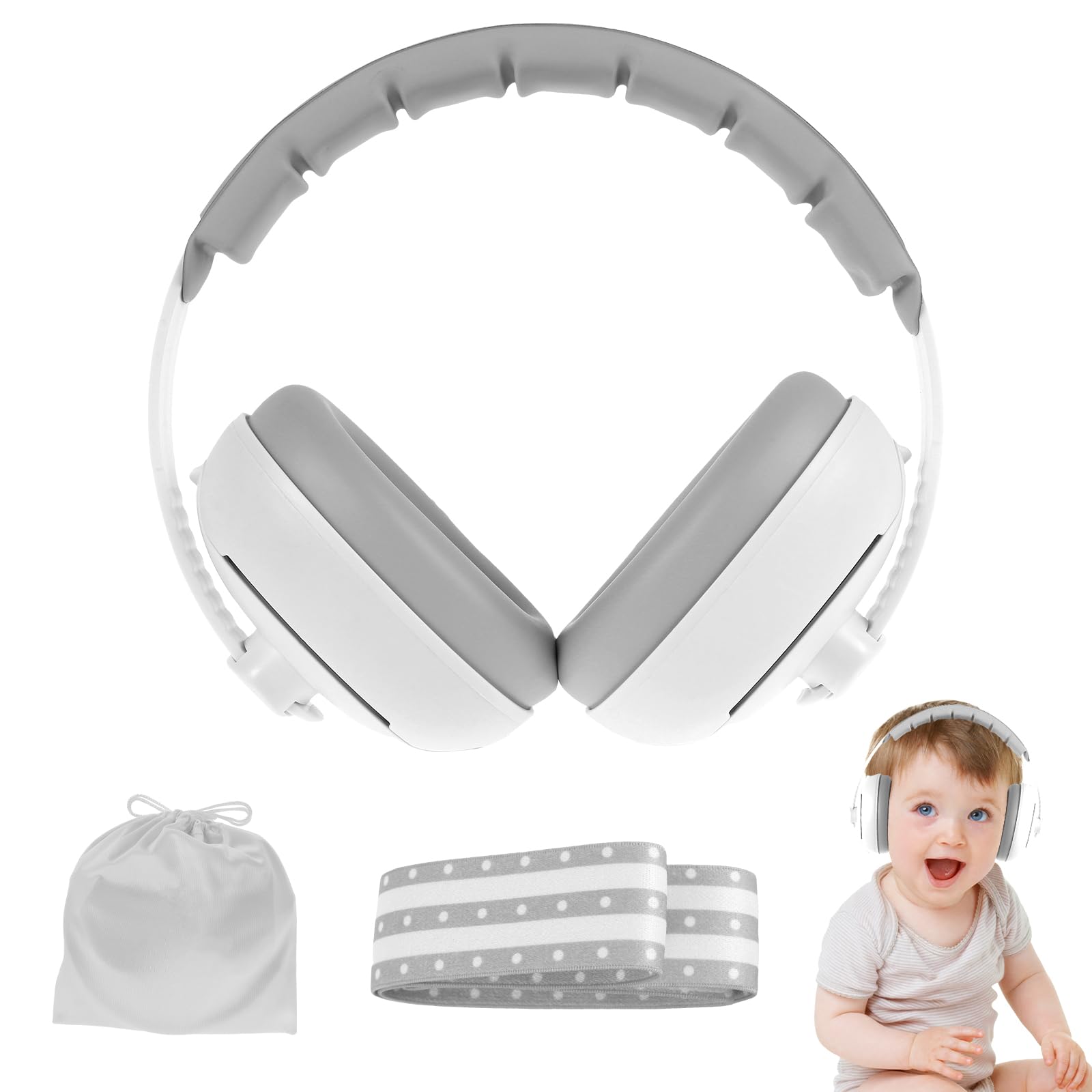 2 in 1 Newborn Baby Ear Defenders for 3-48 Months Baby Noise Cancelling Headphones Adjustable Toddler Headphones Ear Muffs Safe & Soothing Hearing Protection for Noise Airplane Travel Essentials