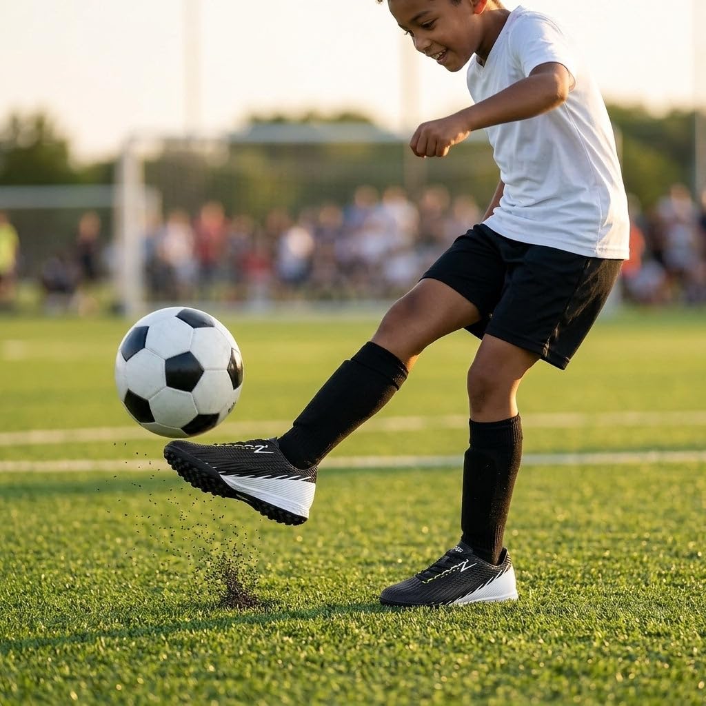 Vizari Tesoro Turf - Zapatos de fútbol para niños y niñas | Zapatos de fútbol para niños con suela de poliuretano duradera | Zapatos para niños lavables a máquina con parte superior sintética |