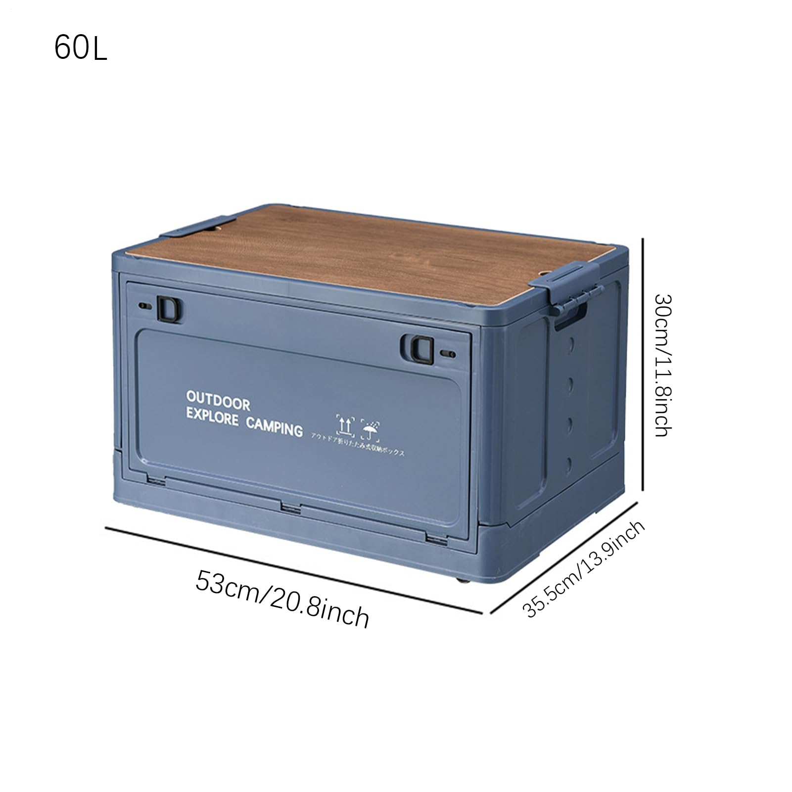 Camping Aufbewahrungsbox - Camping Aufbewahrungsbox mit Holzdeckel | Faltbare Stapelbare Gartenwerkzeuge Container Zubehör mit Holzdeckel für Outdoor Angeln