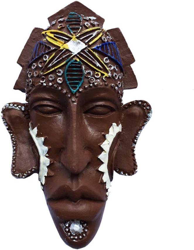 Indigenous Mask of Tanzania Kenya Africa Style 3D Fridge Magnet Home & Kitchen Decoration Magnetic Sticker,Africa Refrigerator Magnet Travel Souvenir Gift Collection Brown