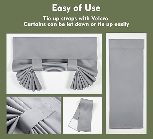 Miniatura 5 de PI Cortina opaca de velcro para puerta cortina de privacidad con aislamiento térmico para puerta de cristal aula puerta corrediza pantalla de amarre