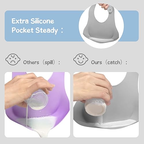 Miniatura 5 de Silicone Baby Bibs Baby Feeding Set Baby Spoons Silicone Bibs for Baby Girl Boy Adjustable Baby Essentials
