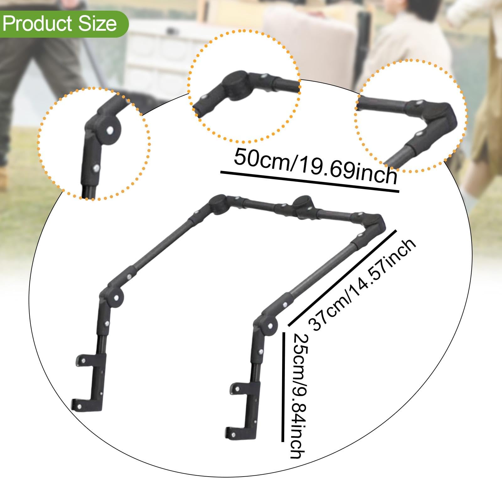 MagiDeal Poignée de Poussée Universel Pliable, Poignée de Chariot Utilitaire, Accessoires de Jardin, Barre de Traction Pliable, pour Poussette, Chariot de Transport, Noir