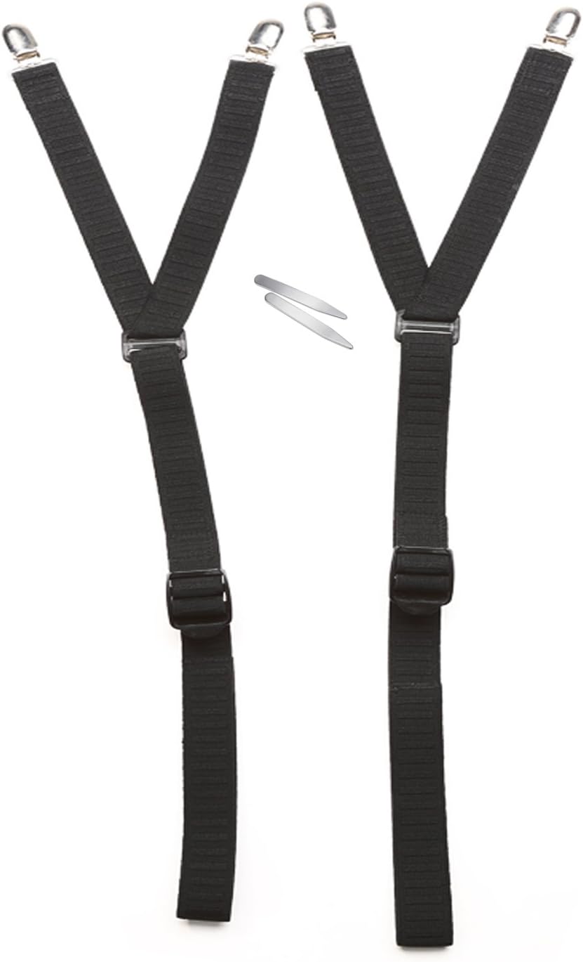 Mens Shirt Stays | Your Choice Of Three Styles - Straight/Y Style/Stirrup | Bonus Free Collar Stays