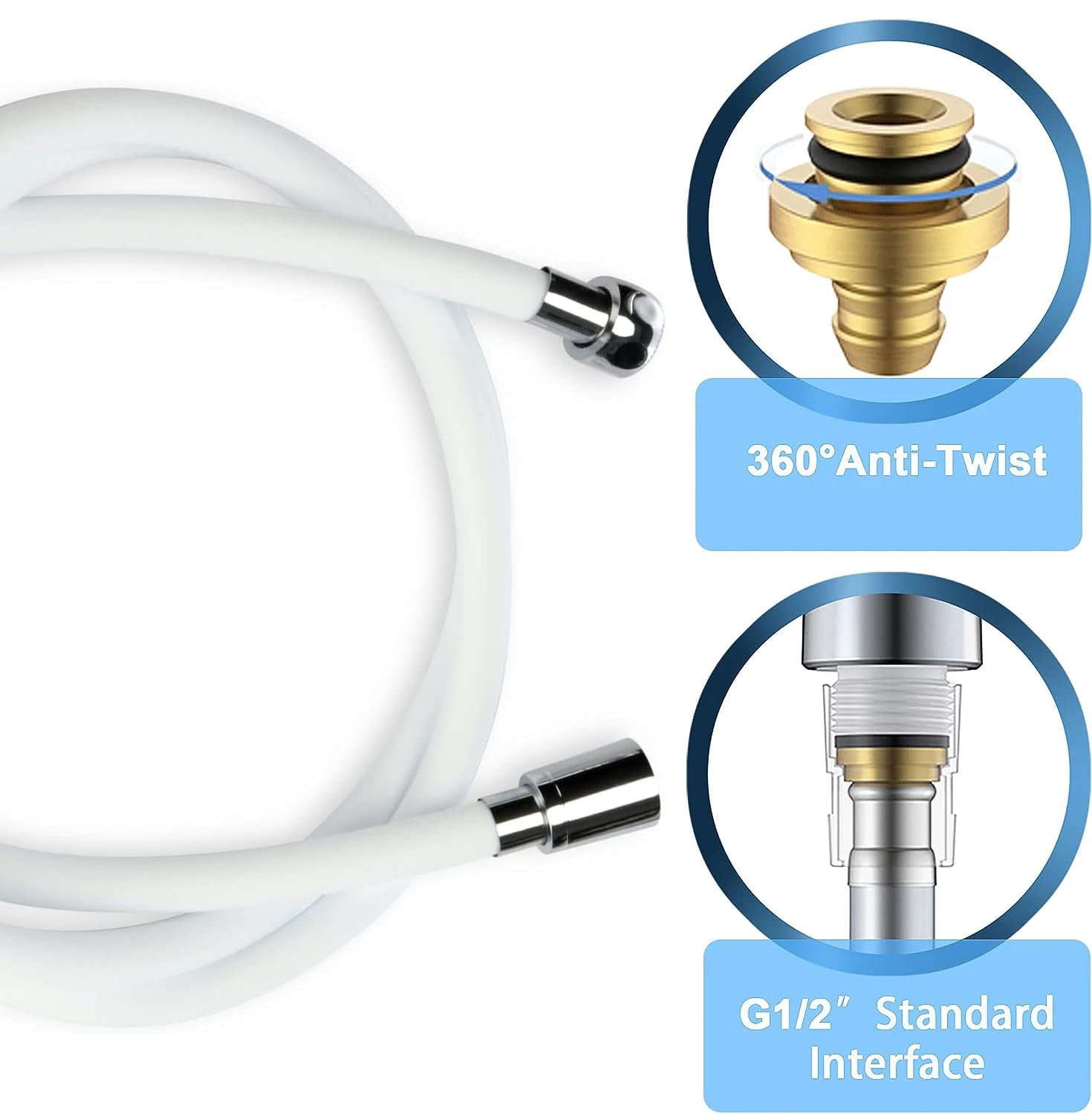 Universal Duschschlauch 1,50 M Mit Verdrehschutz - Flexibler Ersatzschlauch Für Handbrausen
