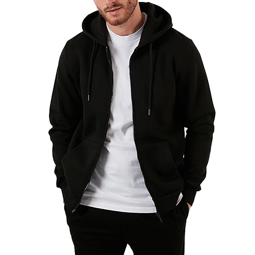 Men's Full-Zip Hooded Sweatshirt Sherpa FLeece Lining Zip-up Hoodies Heavyweight