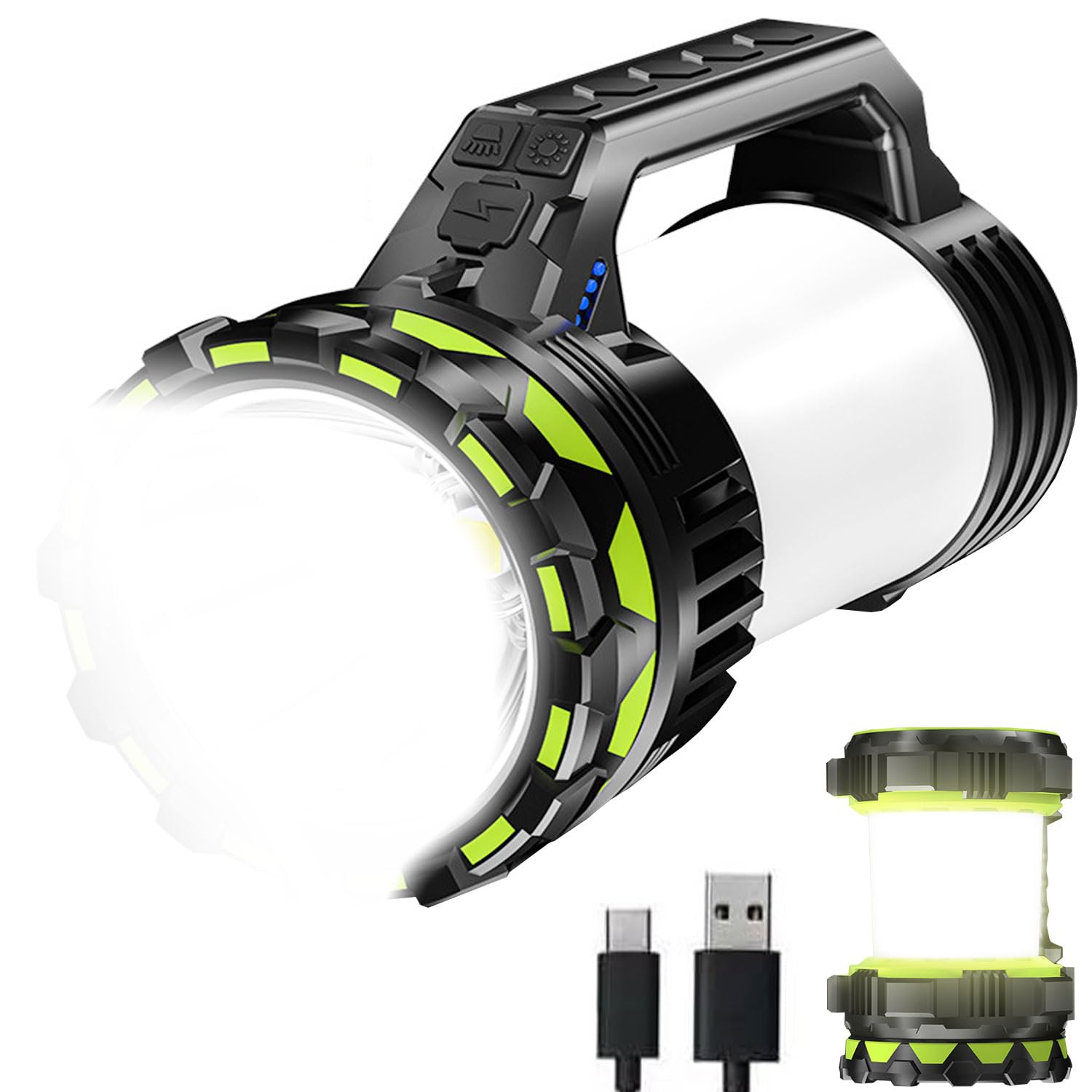 LED Lantern Big Searchlights Spotlight, 6 Modes 20000LM Rechargeable Handheld LED Flashlights, Camping Hunting Lamp Portable Work Lights for Indoor Outdoor Emergency