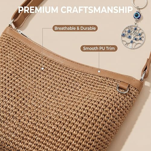 Bolso de playa de crochet para mujer, tote boho tejido miniatura 6
