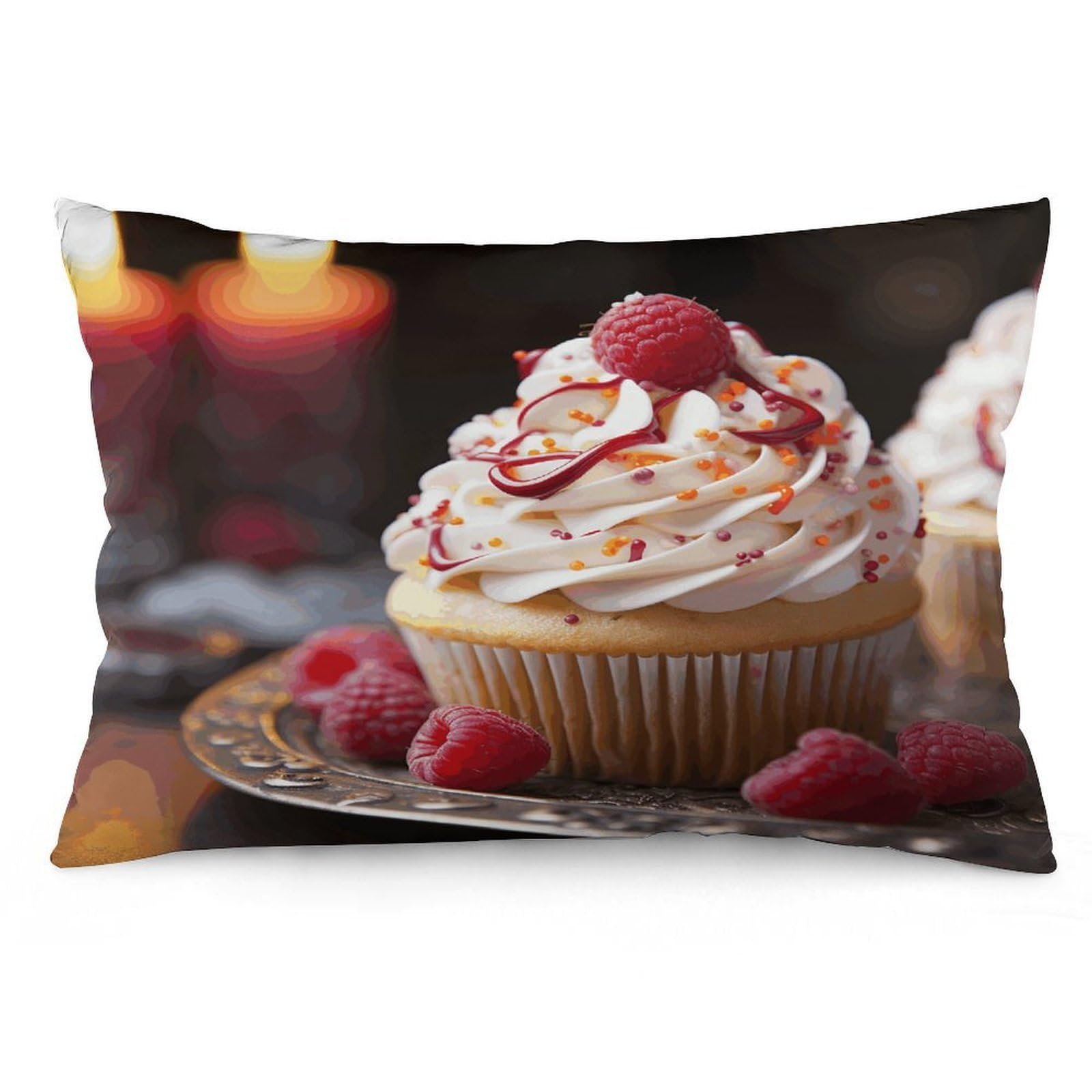 asbwuo Rectangular Decorative Throw Pillow Cover Soft Cushion Cover Cupcake Dessert Queen Pillow Cases for Couch Sofa Living Room Bed