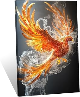 ZHOUWALLPIC Fire Phoenix Bird Canvas Wall Art Abstract Burning Animal Paintings Foggy Animals Picture Prints Home Living Room Bedroom Decors(Phoenix-1,12x18inch (30x45cm))