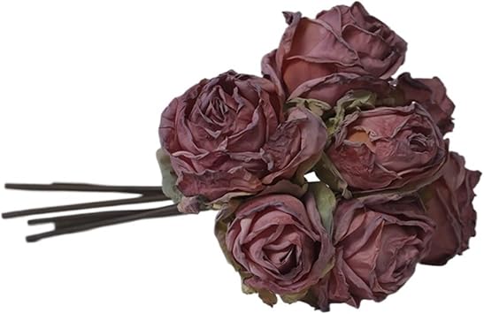 2pcs, 7 Small Curled Roses, Retro Autumn Small Roses, Suitable for DIY vase Home Wedding Party Valentines Day Mothers Day Table Center DecorationLight Purple