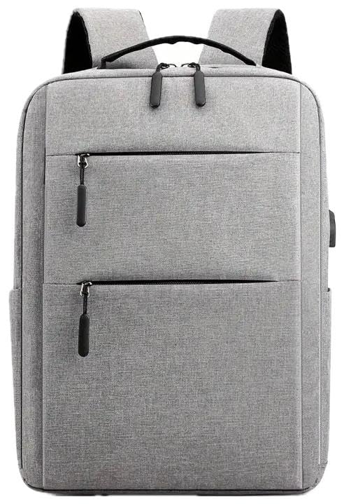 Mochila de oficina y negocios para portátil con puerto de carga USB, impermeable, ligera, para hombres y mujeres (GRIS)