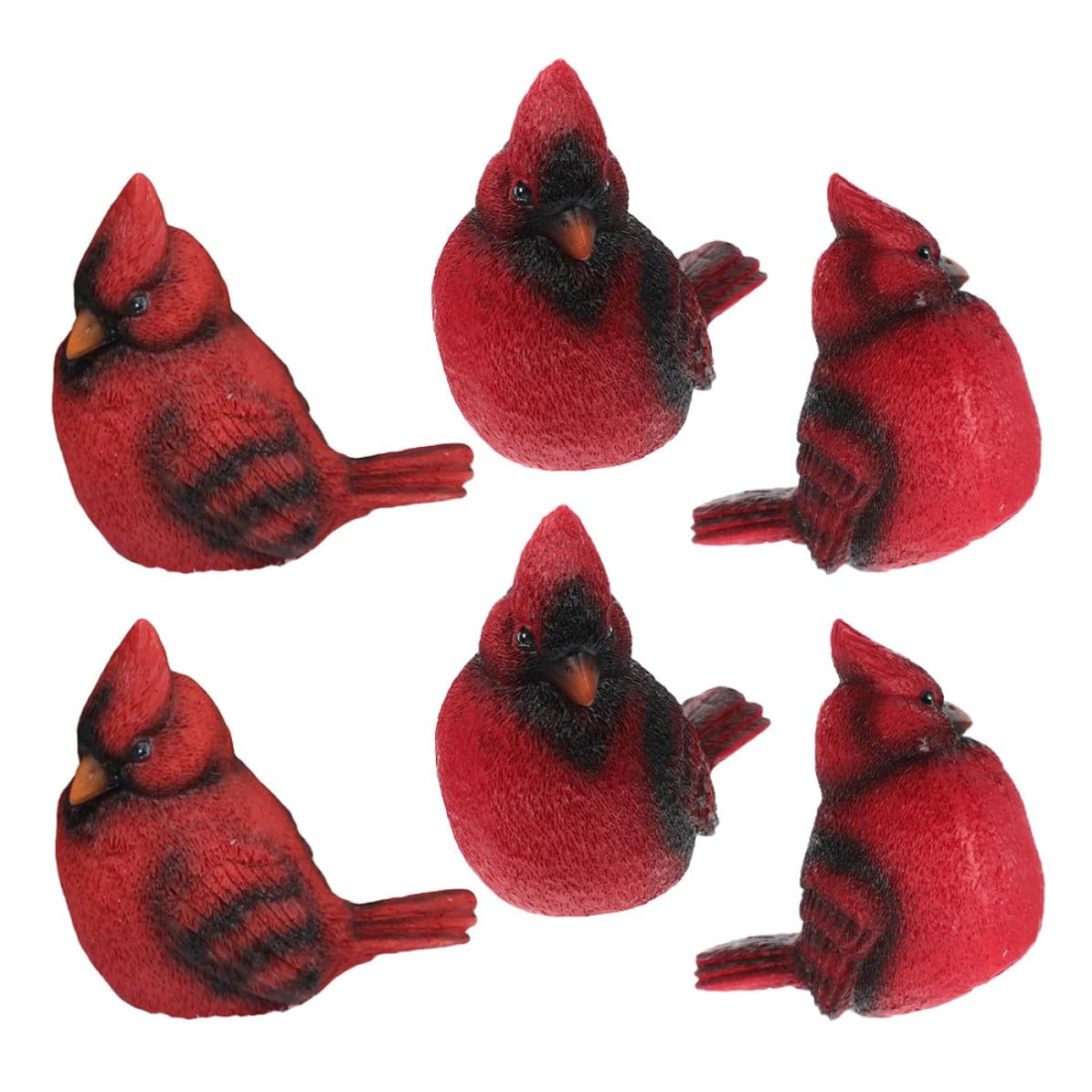 Figura de pájaro rojo de resina realista para dar vida a un mini paisaje