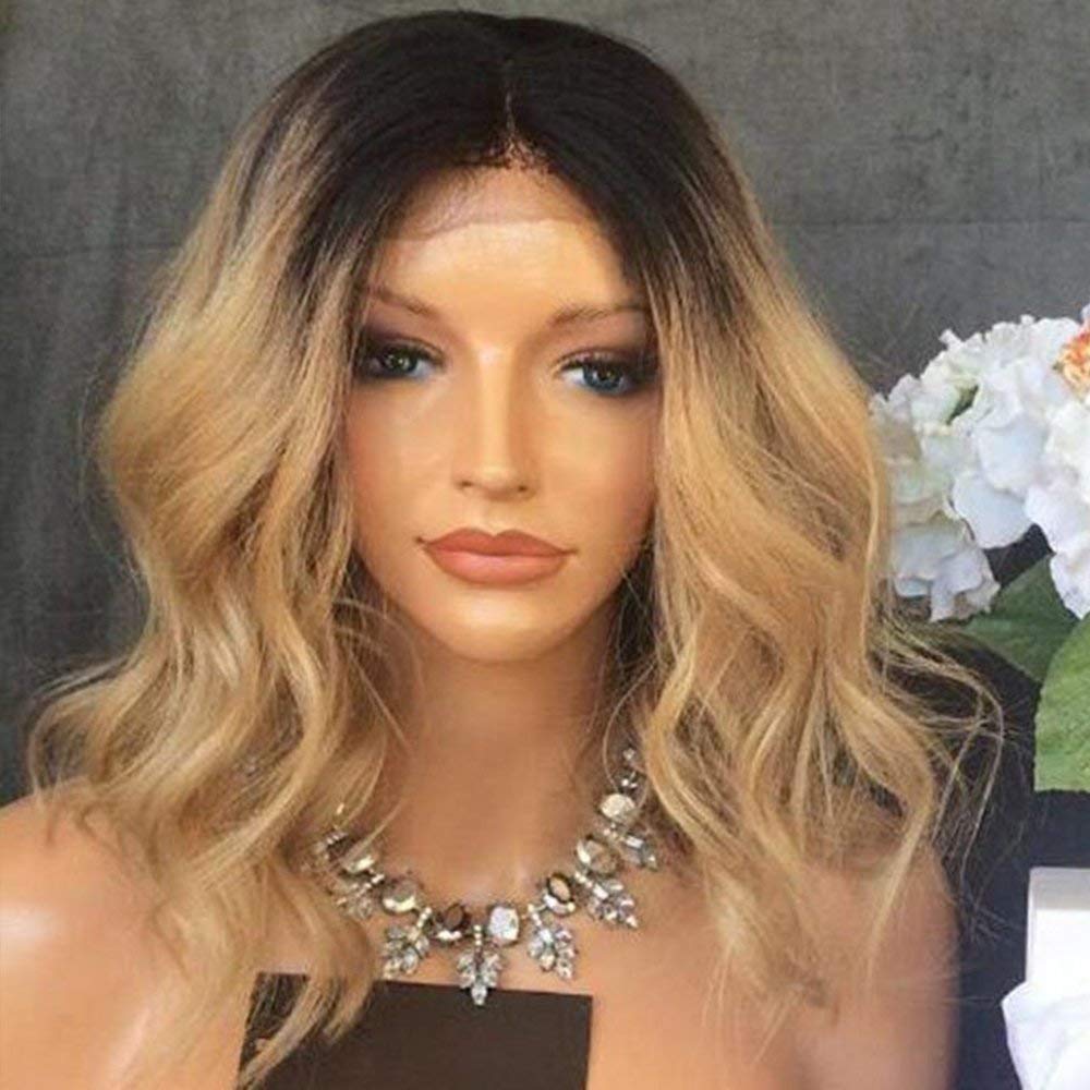 Fantasy beauty Honey Blonde Human Hair Wigs Ombre Lace