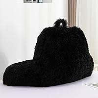 Vista 5 de A Nice Night - Almohada de lectura con forma de cuña de cama, gran respaldo de felpa sintética para adultos y niños, con reposabrazos, soporte