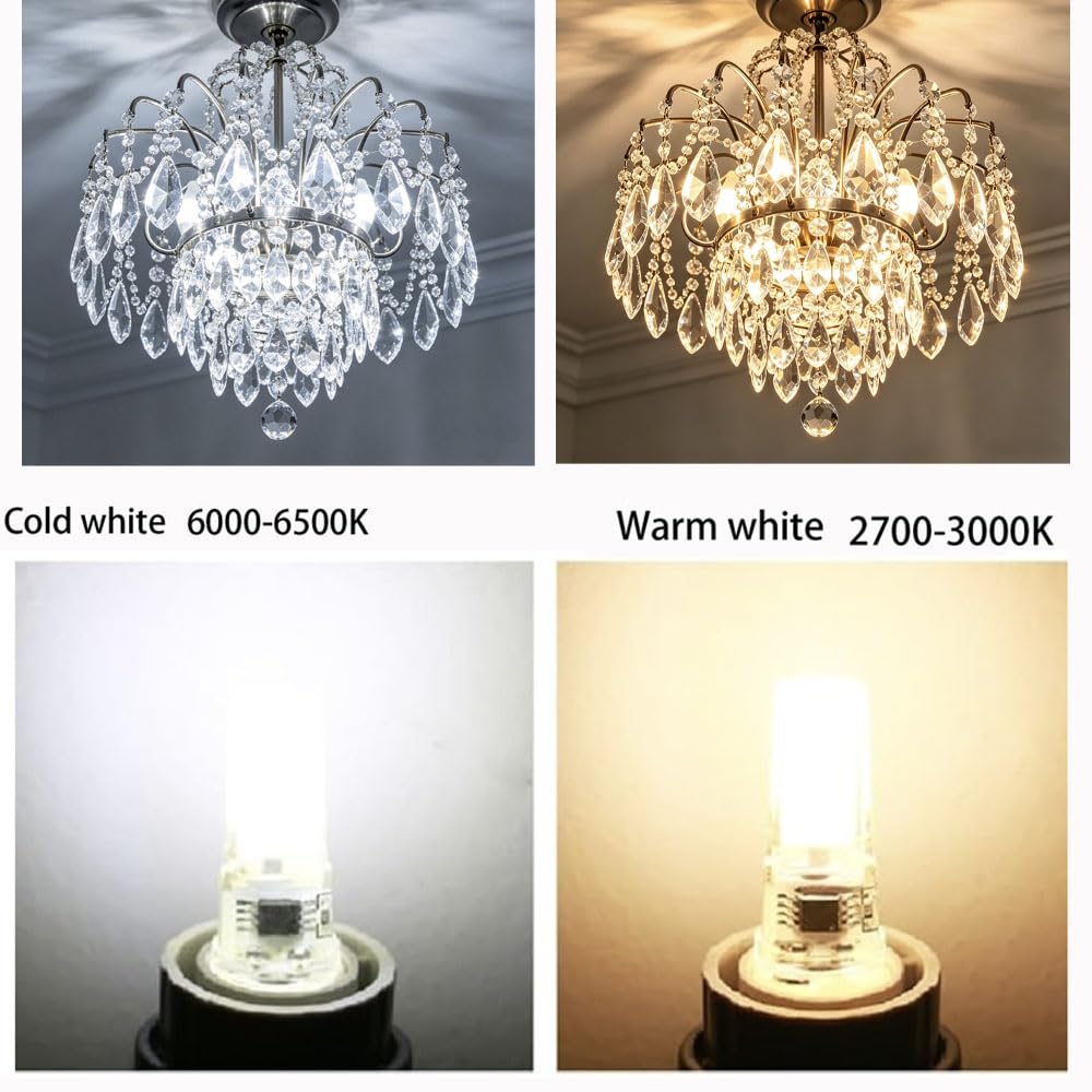 G9 LED Regulable Dimmable Bombilla G9 LED 6000K blanco frío para cocina AC 230V Regulable para Luz Espejo de Baño, Luz de Mesa 8PCS