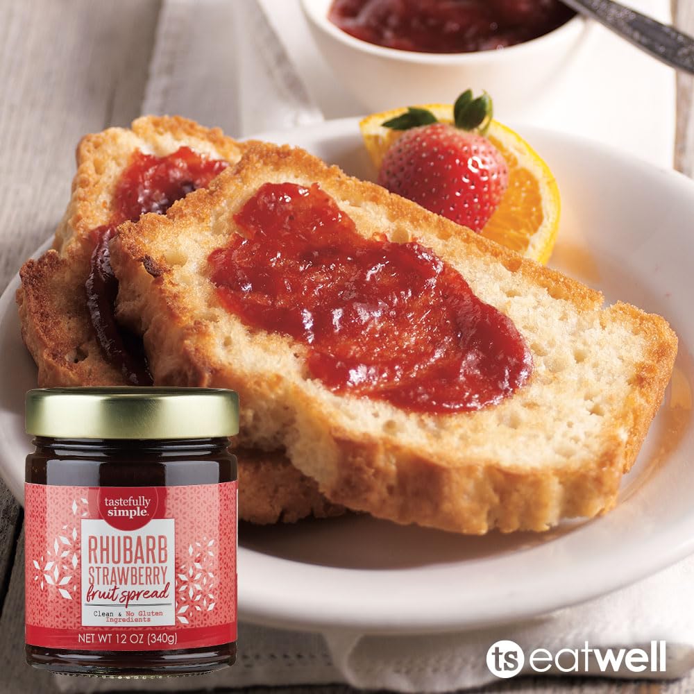 Tastefully Simple Rhubarb Strawberry Fruit Spread, 12 Ounce (Pack of 2)