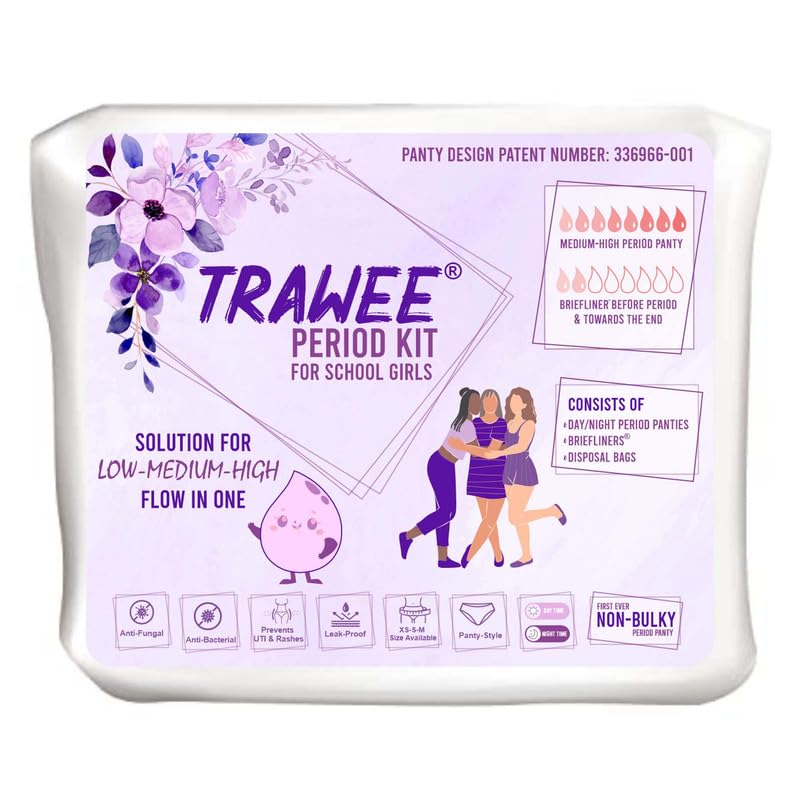 Trawee Period Kit for School Girls | Disposable Menstrual Panties for High Absorption & liners | Leak-Proof | No Show-Stain-Wetness | Ideal for long School-hours for Hygiene & Protection (XS, 5) (B0CL9SYDZ7) Amazon Price History, Amazon Price Tracker