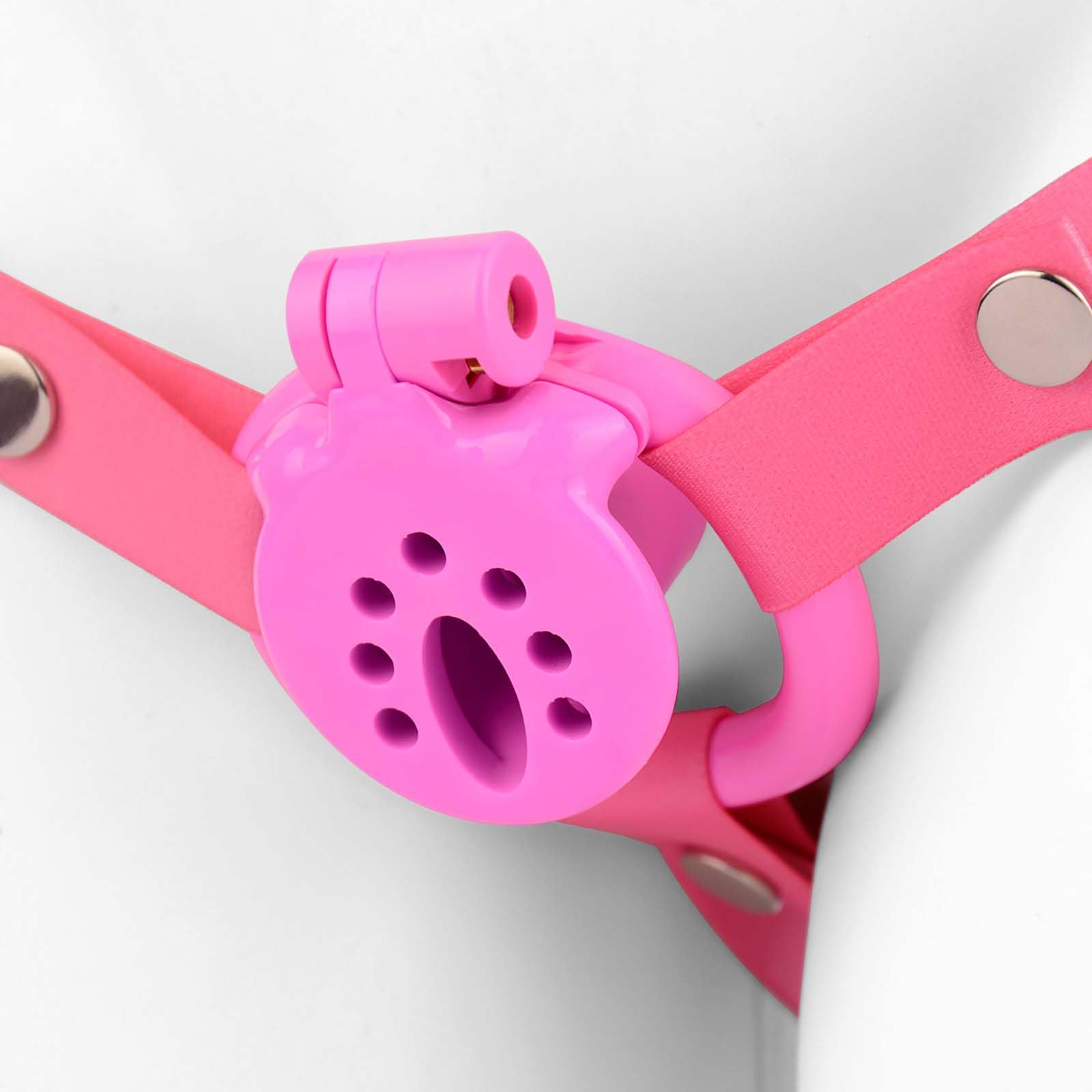 KeuschheitskäFig Set Mit 4 Ringen Und KeuschheitsgüRtel Sm Fetisch MäNner Extreme ZurüCkhaltung PeniskäFig Mit LüFtungsloch Invertierter KäFig Sissy KäFig Sextoy(Rosa)