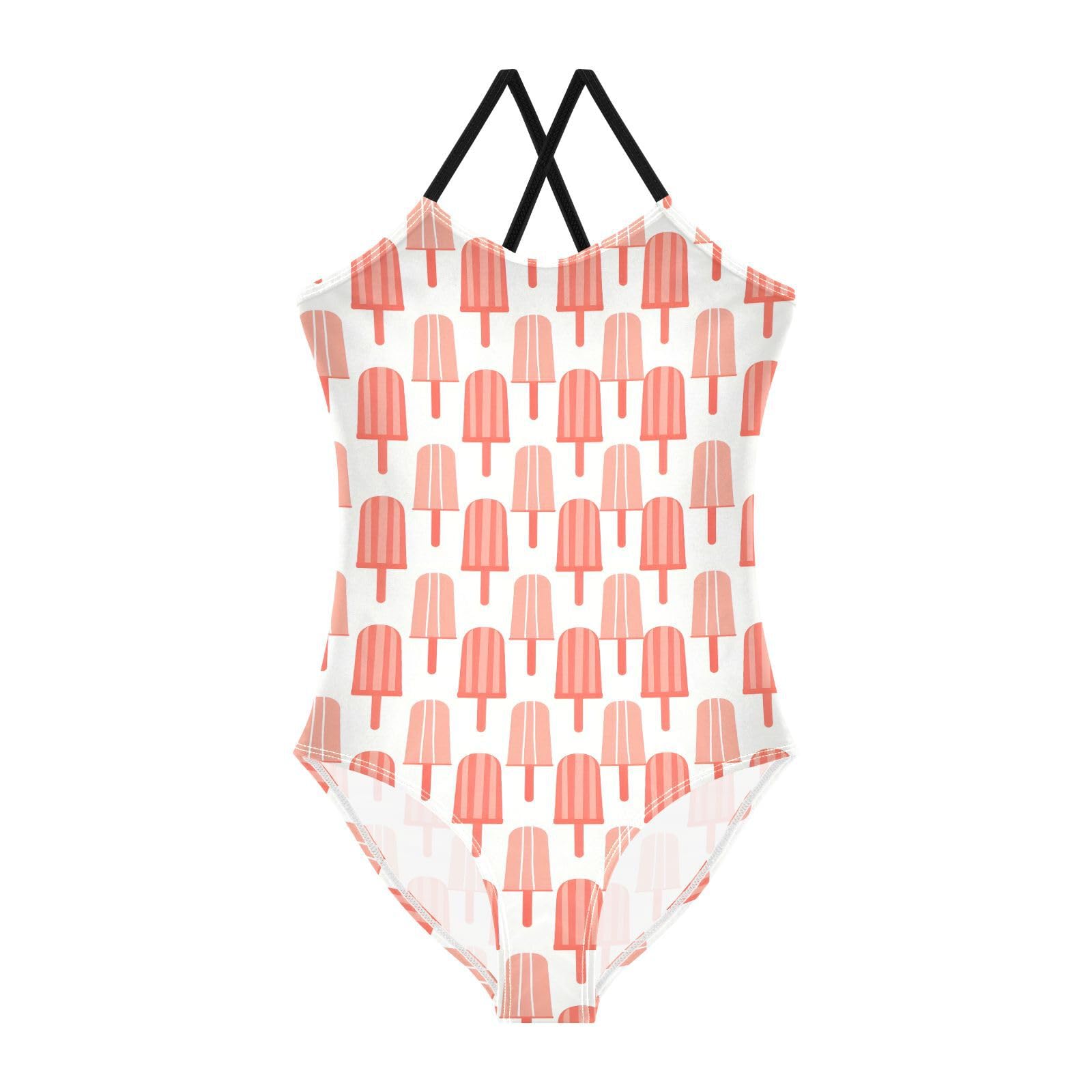 ALAZA Ice Cream Cute Girls Swimsuit Bathing Suit Beach Swimwear One Piece 5-6T