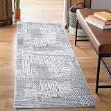 Bloom Rugs Mysia Washable 7 ft Runner - Ivory/Gray Modern Geometric Runner for Entryway, Hallway, Ba