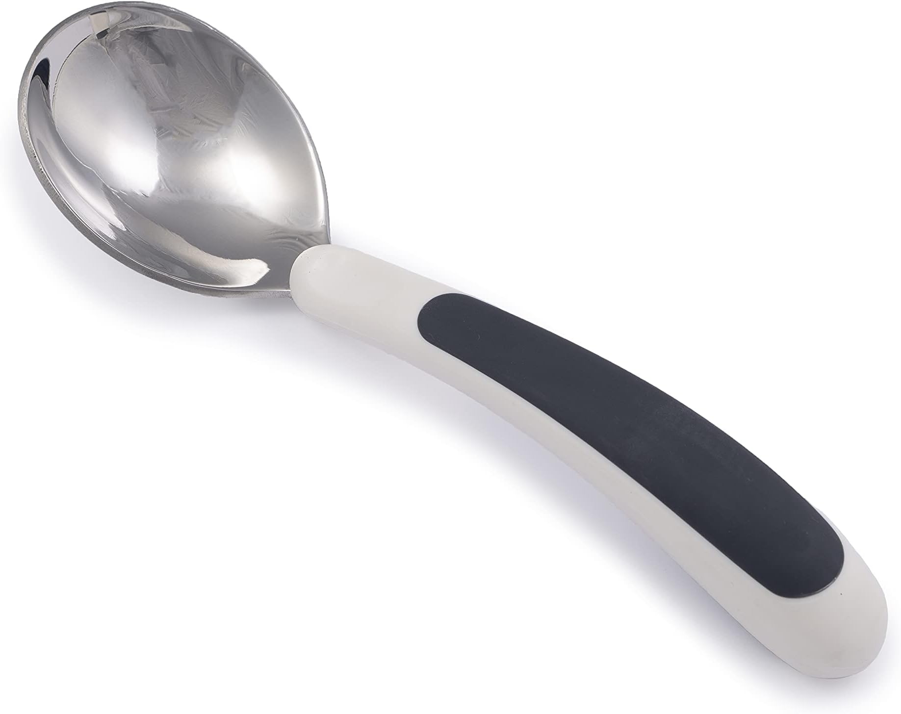 Kura Care Easy Grip Adult Soup Spoon, White and Black
