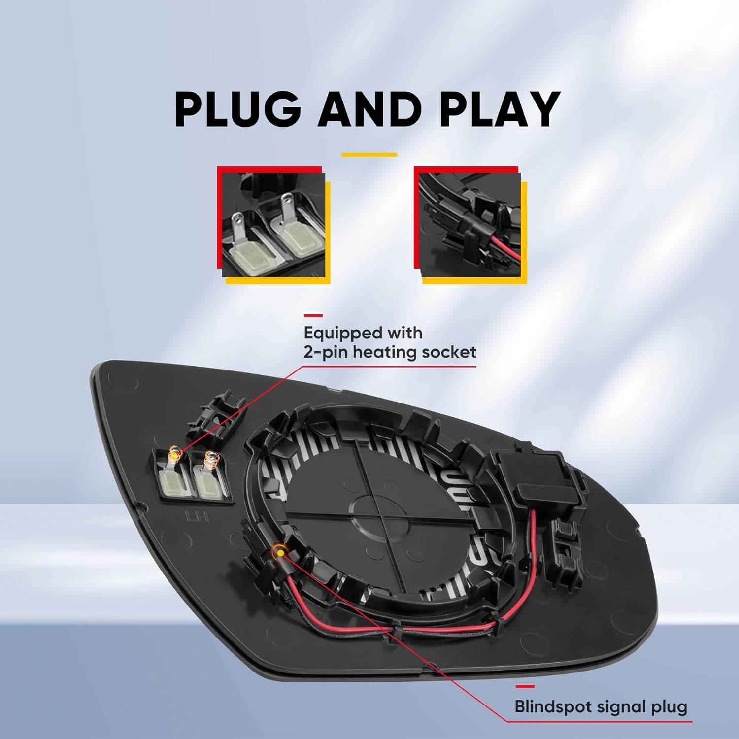 Driver Side BSD Mirror Compatible with 2015 2016 2017 2018 2019 2020 Hyundai Tucson, Left Side Mirrors Replacement Glass, Heated, Blind Spot