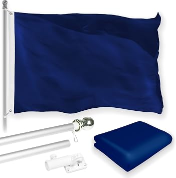 G128-6 Feet Spinning Flagpole Silver Blue Color 150D Flag Brass Grommets Printed 3x5 ft Flag Included Aluminum Flag Pole