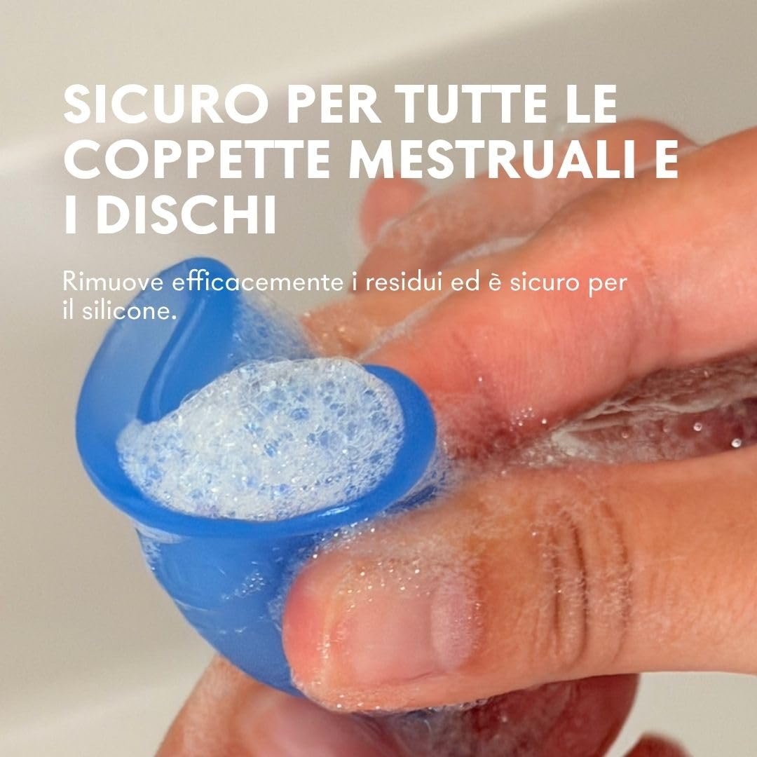 Lunette Gel per la Pulizia della Coppetta Mestruale – Gel a pH Bilanciato per Coppette e Dischi – Vegano e Sicuro per il Silicone – Formato da Viaggio – Prodotto in Finlandia, 100 ml