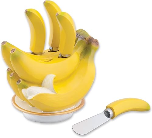 Miniatura 1 de Supreme Housewares Mango de resina pintado a mano de 4 piezas con esparcidor de queso de hoja de acero inoxidable, cuchillos esparcidores de