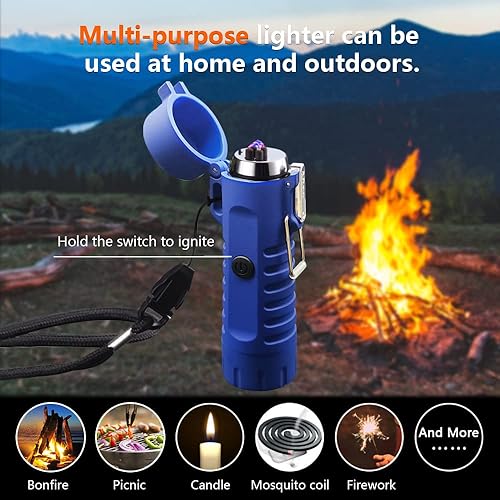 Miniatura 3 de Encendedor impermeable de plasma para exteriores, encendedor eléctrico de doble arco, recargable por USB, sin llama, a prueba de viento,