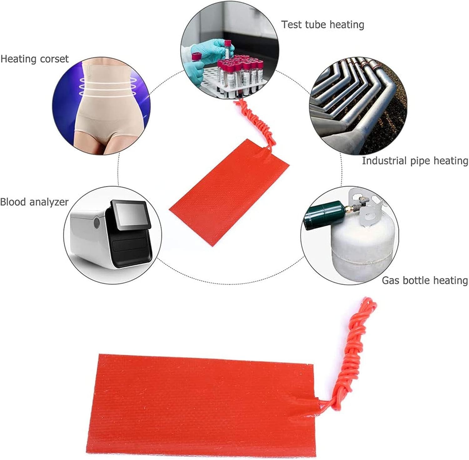 Silicone Rubber Heating Pad, 8 Pack, 20W 12V, Flexible Heater Mat, 50x150mm, for Industrial Equipment