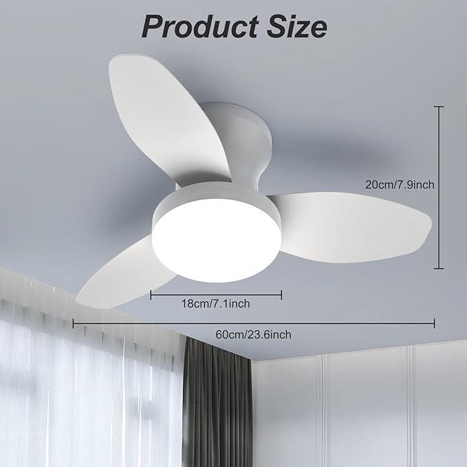 Ventilador de Techo 24 Pulgadas con Luz, Control Remoto, 6 V miniatura 2