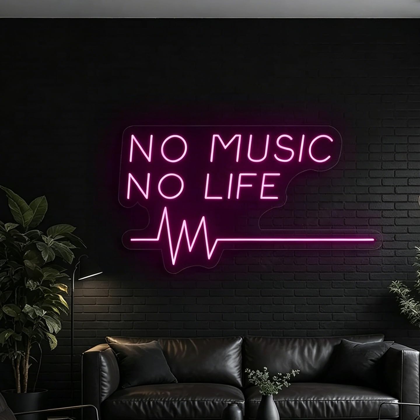 No Music No Life Insegna al neon personalizzata Musica LED Luce al neon Battito cardiaco Neon Lampada da parete per camera da letto Studio Bar Club Decor Regalo per gli appassionati di hobby
