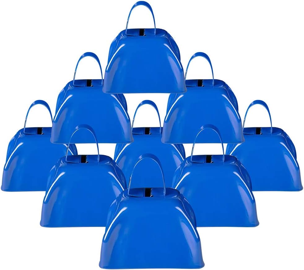 ArtCreativity 3 Inch Blue Metal Cowbell Noisemakers - Pack of 12 - Loud Metal Cowbell Noise Makers with Handles, Great for Football Games, Sporting Events, New Year’s Eve, for Kids and Adults : Toys & Games