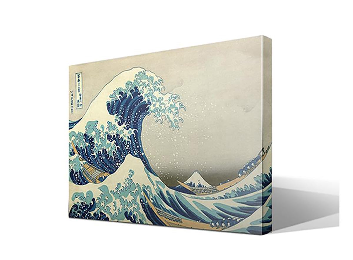 La Gran Ola de Kanagawa | Katsushika Hokusai | Ukiyo-e | Cuadro Canvas Wall Art | Impresión Giclée lienzo algodón puro | Bastidor 3cm | 55x75cm