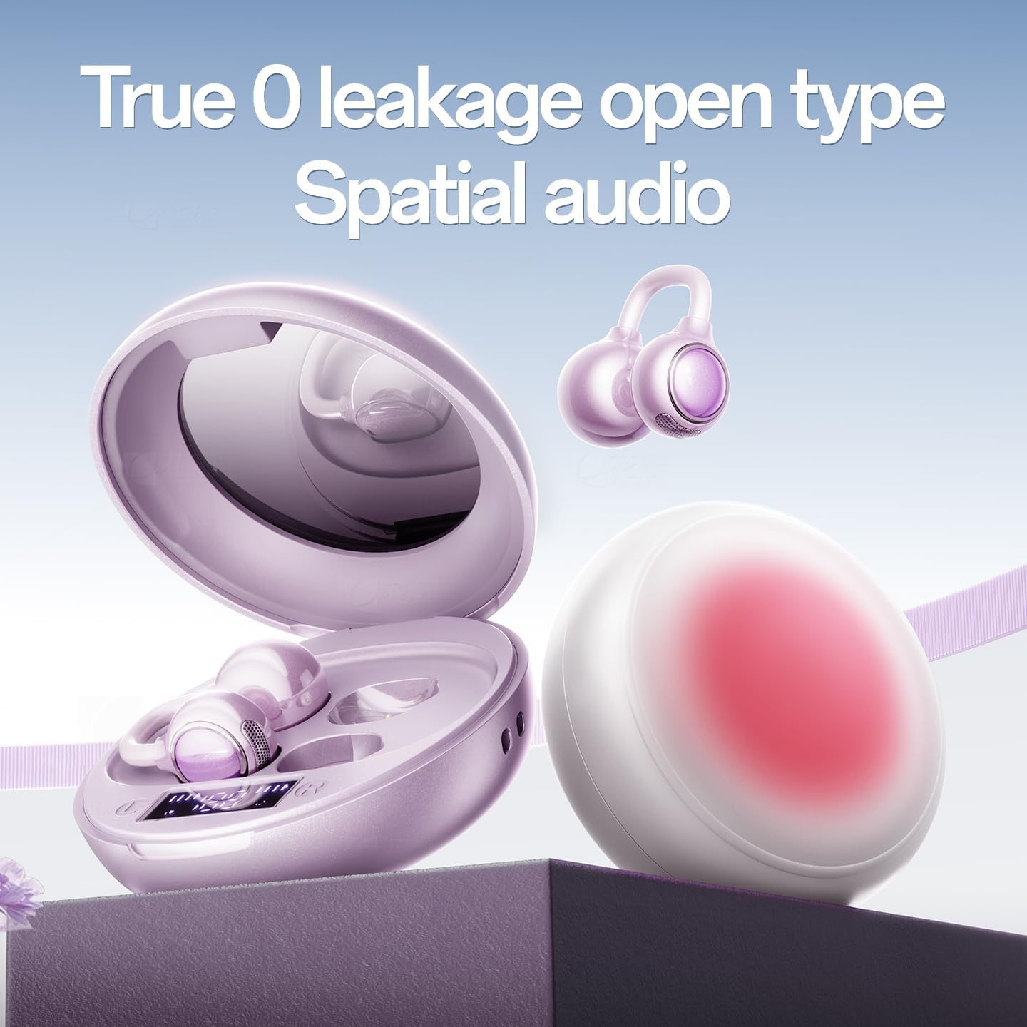 Clip-On Earbuds,Open-Ear Wireless Bluetooth 6.0 Headphones with Makeup Mirror, Secure Fit for Small Ears & Glasses Wearers, 30H Playtime,Call Noise Reduction,Wireless Bluetooth Sport Ear Buds
