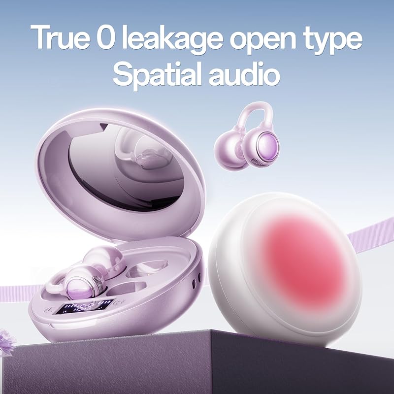 WUYUEGE 2026 Open Ear Clip-On Earbuds, Bluetooth 6.0, Mirror Case,40H, IPX6 image 3