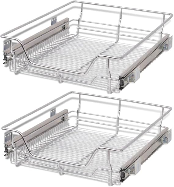 vidaXL PullOut Wire Baskets Large Capacity Kitchen Organiser