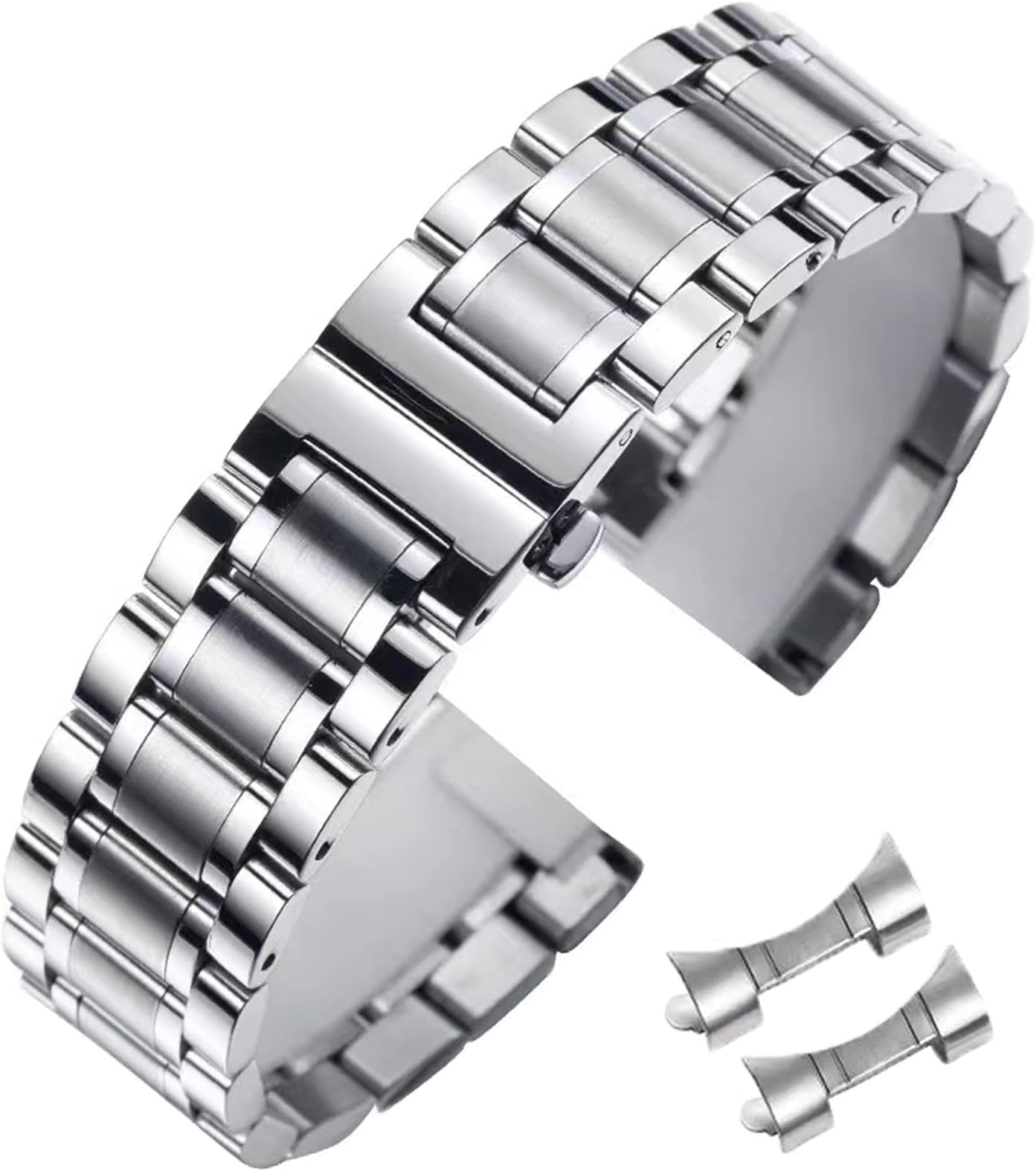 Men’s Universal Replacement Stainless Steel Band, 14 mm, 15 mm, 16 mm, 17 mm, 18 mm, 19 mm, 21 mm, 20 mm, 22 mm, 23 mm, 24 mm, Universal Replacement Band for Smart Watch