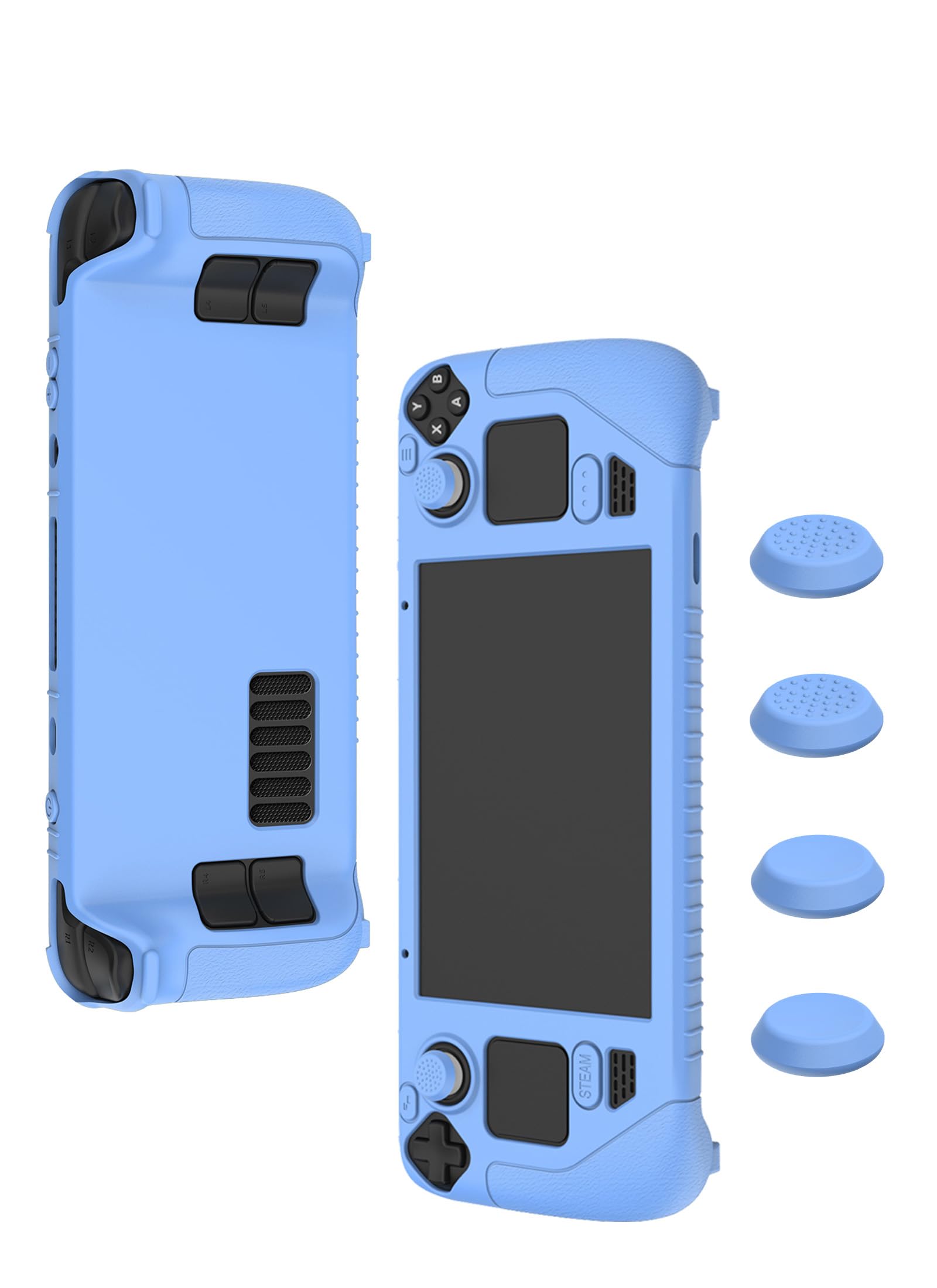 Compatible con Valve Index Steam Deck Gamepad, silicona de alta calidad, protección a prueba de golpes, puerto de carga táctil accesible, azul fluorescente.