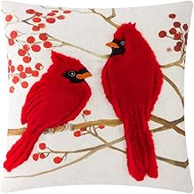كيس مخدة ديكور مزخرف بنمط الكاردينال مطبوع عليه طيور من اوسيفولير، غطاء مميز لعطلات الكريسماس والكنبة والسرير وديكور المنزل، مقاس 45 × 45 سم